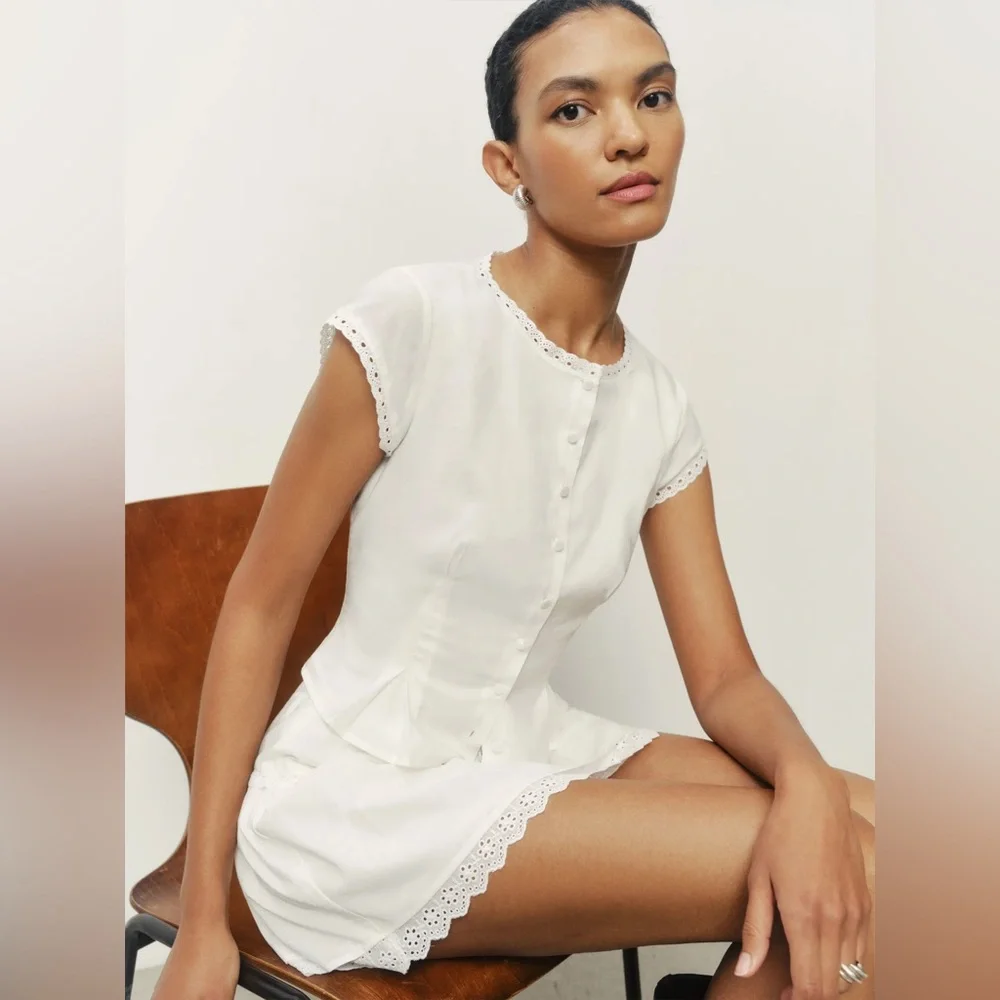 Reformation Valetta Two Piece In White, brand new, never worn, no flaws. - Picture 5 of 16